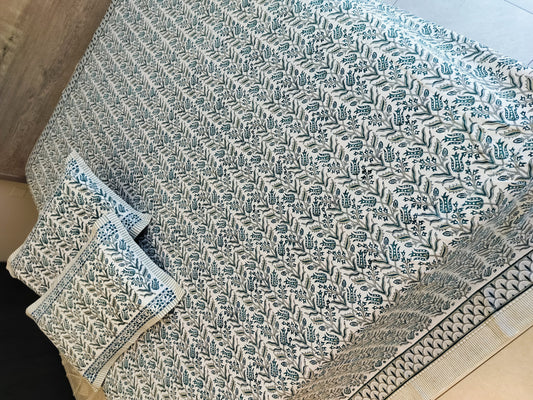 🌸 Sage Serenade – Handblock Elegance in Teal