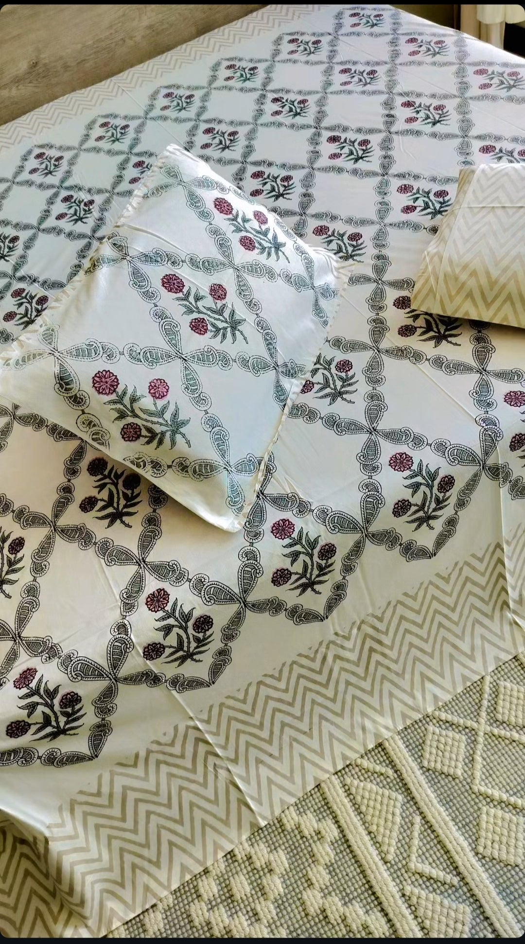 Percale Hand block Bedsheet