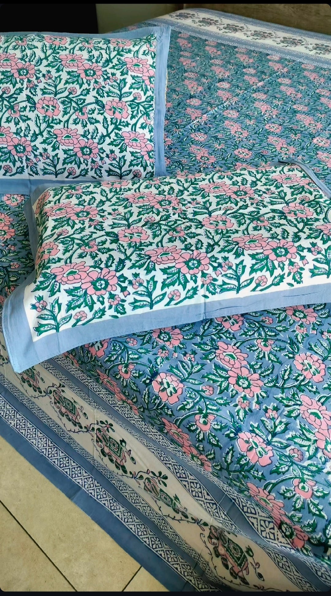 Elephant Hand Block Printed Cotton Bedsheet