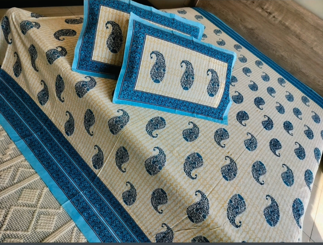 Blue Pure Cotton Bedsheet