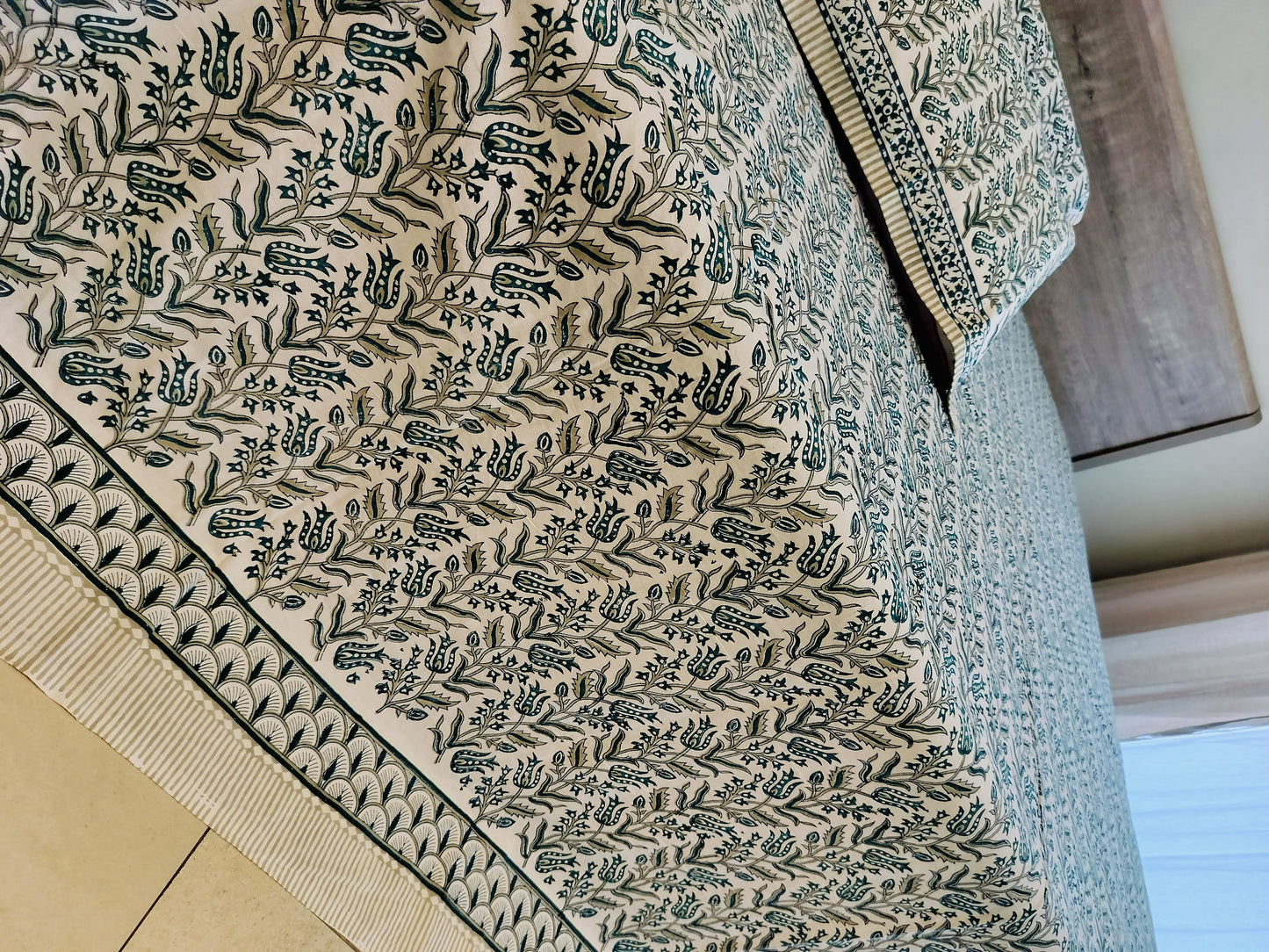 🌸 Sage Serenade – Handblock Elegance in Teal