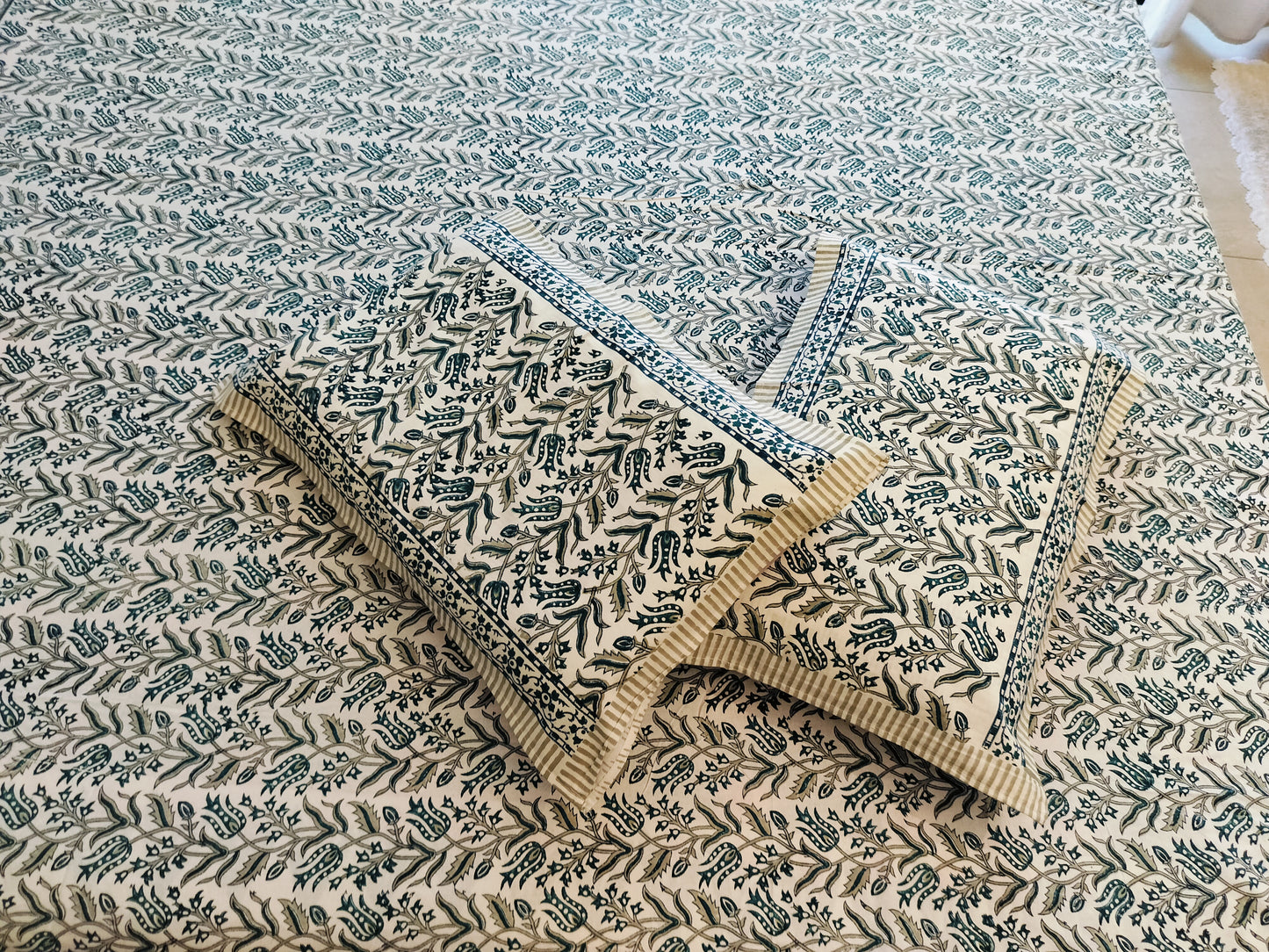 🌸 Sage Serenade – Handblock Elegance in Teal