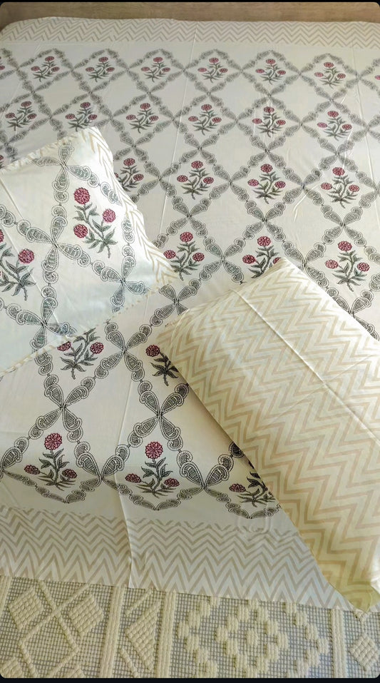 Percale Hand block Bedsheet