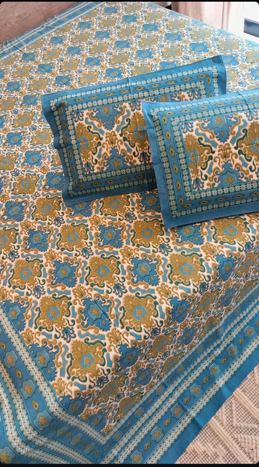 IKKAT Handblock bedsheet