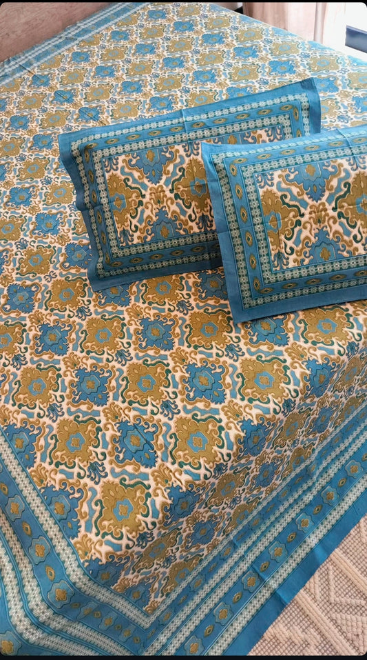 IKKAT Handblock bedsheet