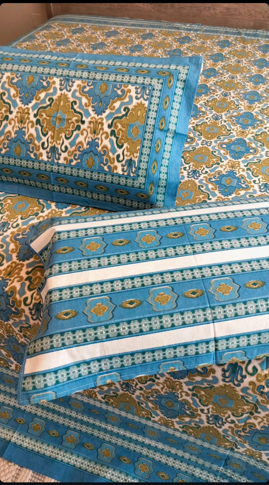 IKKAT Handblock bedsheet