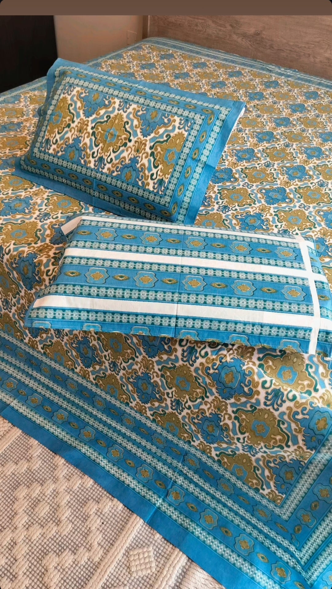 IKKAT Handblock bedsheet