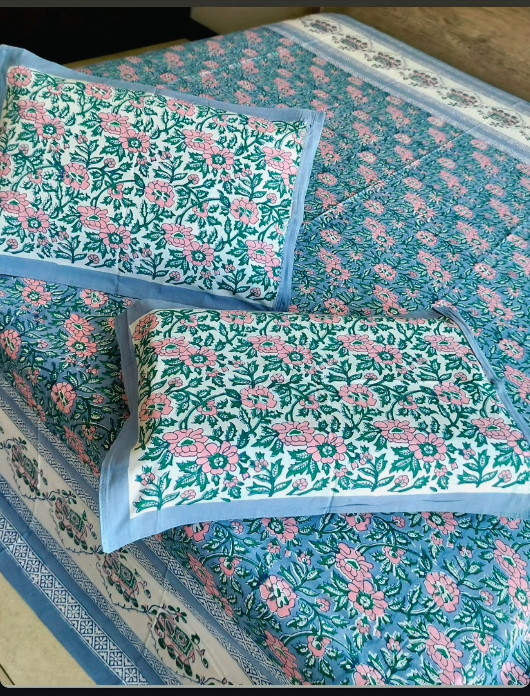 Elephant Hand Block Printed Cotton Bedsheet