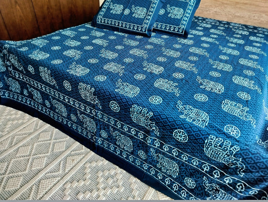 Indigo Traditional Bedsheet