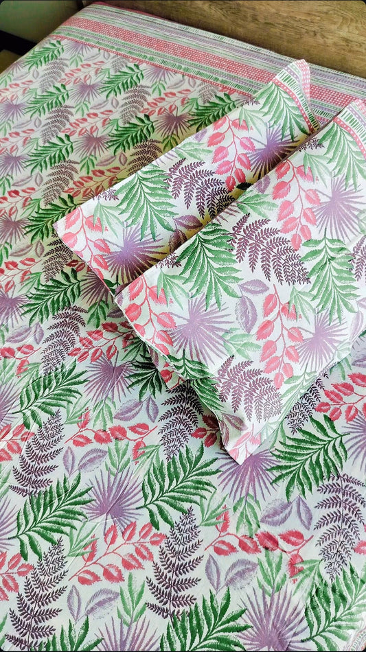 Botanic Whisper – Premium Handblock Bedsheet Set