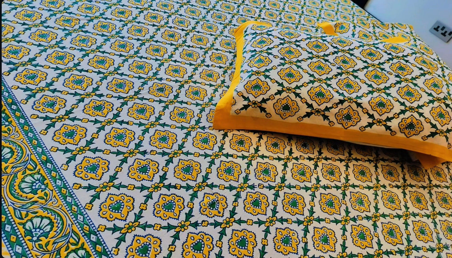 Sunlight Blooms hand crafted bedsheets