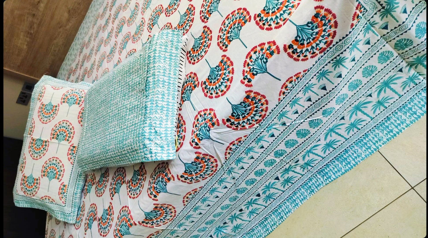 Turquoise Carnival Handblock Set