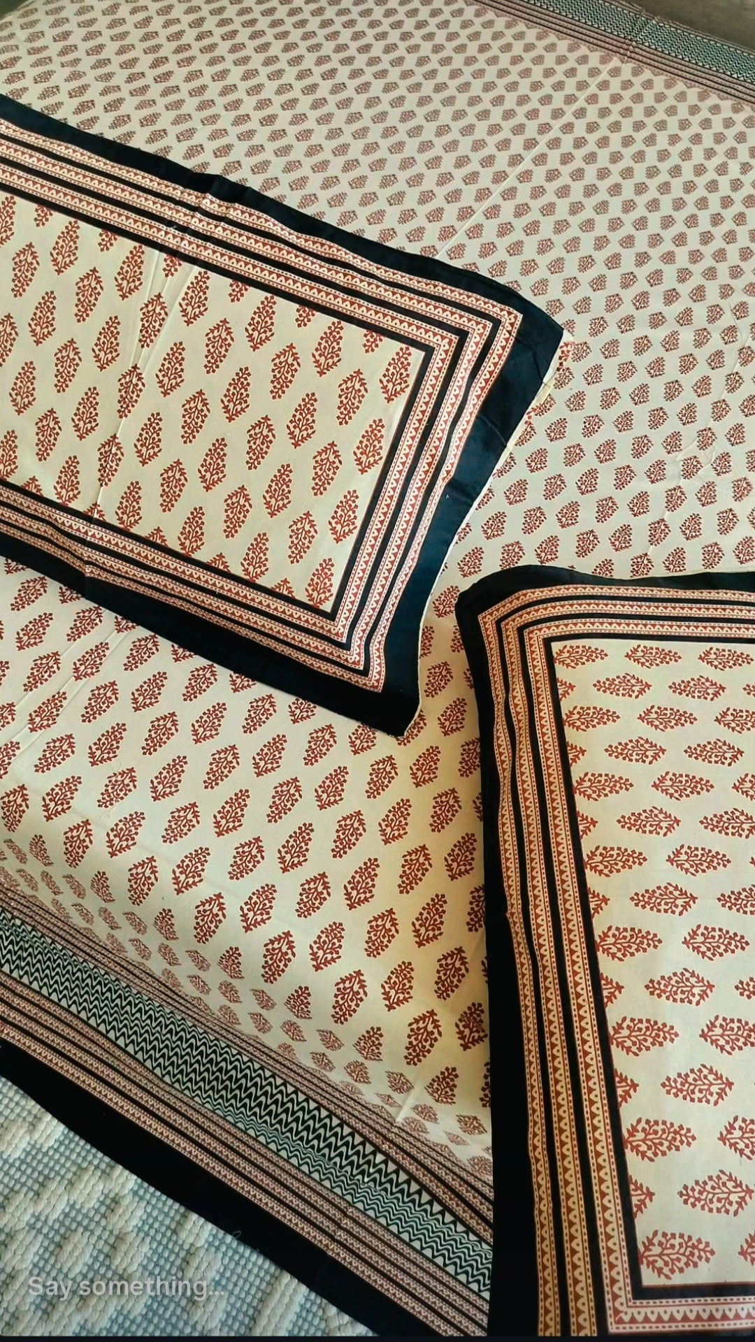Traditional Booty Design Hand Block Bedsheet