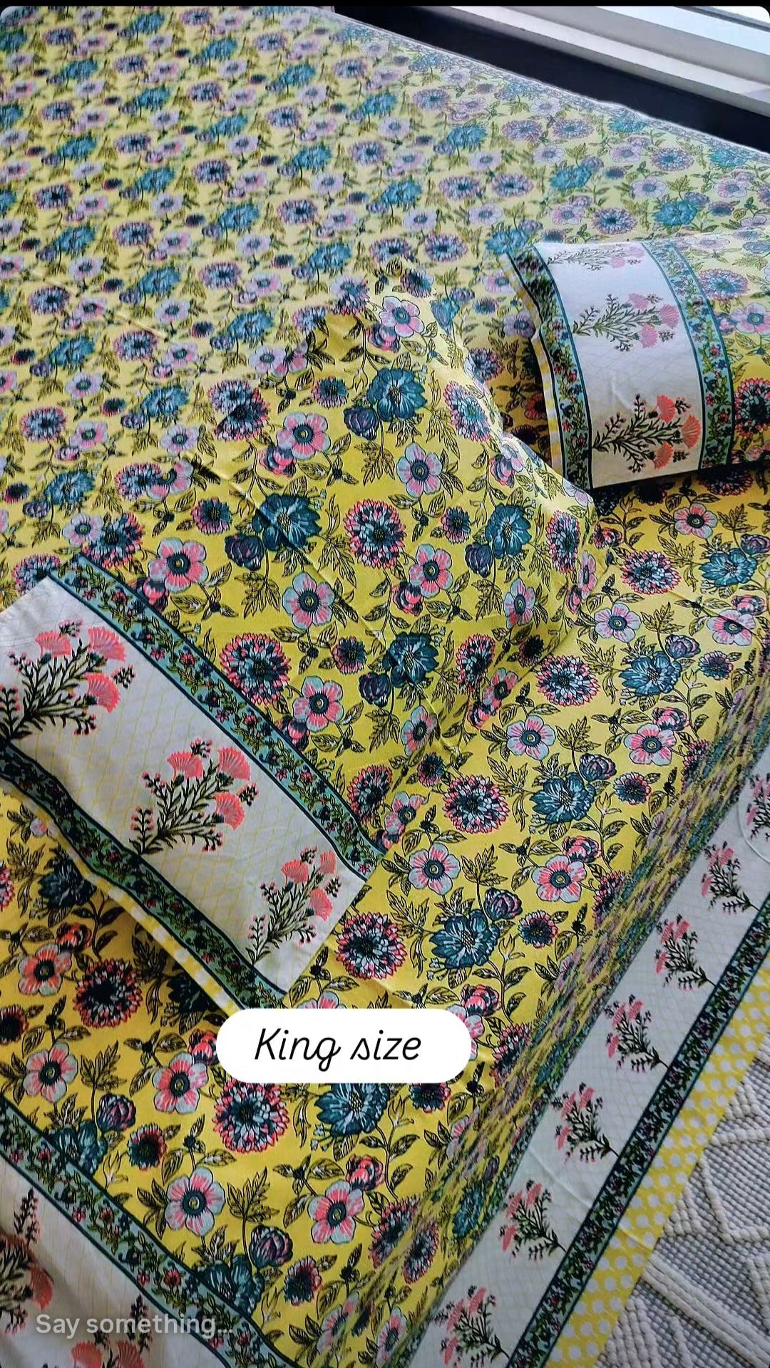 Sunny Charm Handblock Bedsheet in Pure Cotton